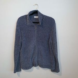 90's Chenille Turtleneck Zip Up Sweater